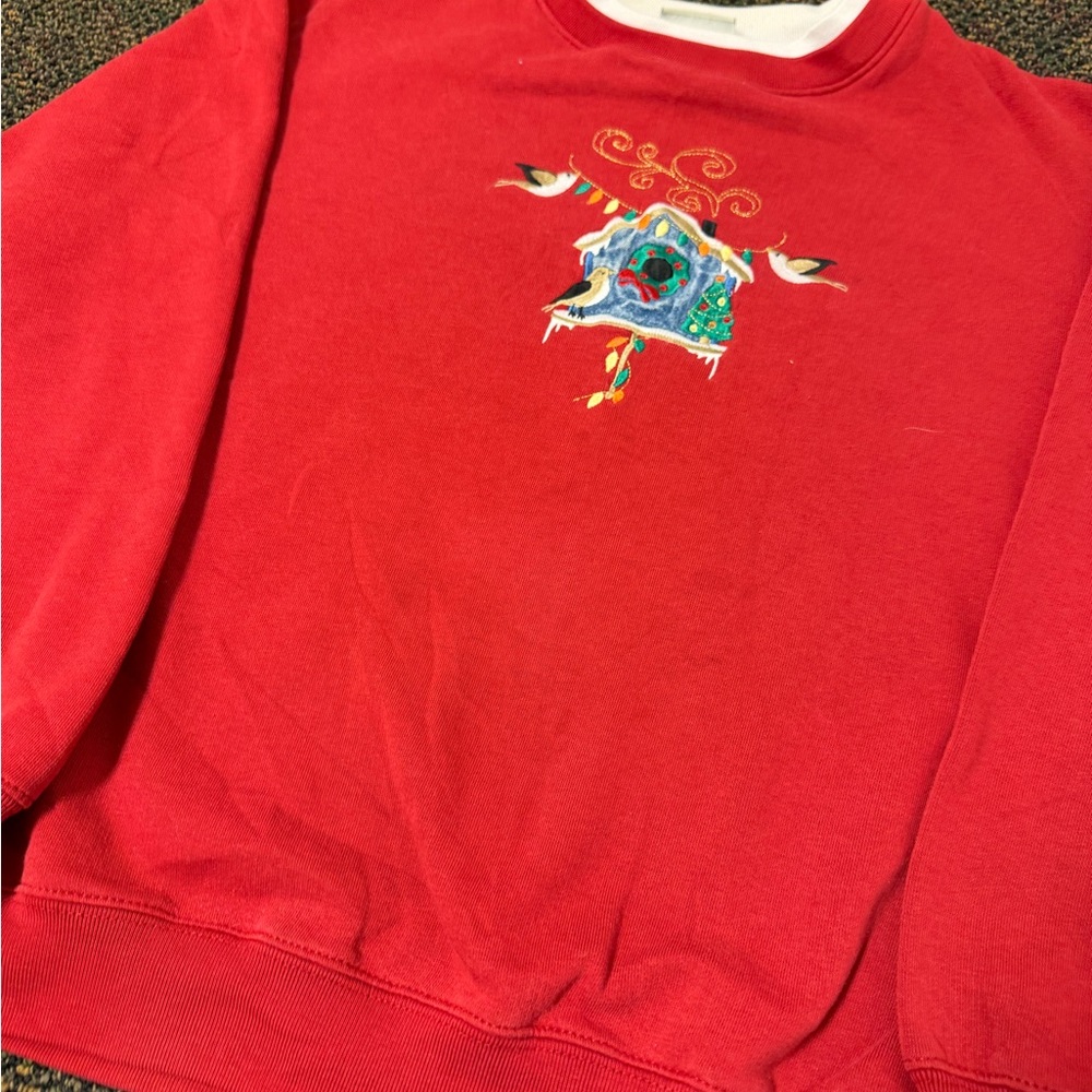 Vintage 90s Red Christmas Sweatshirt L - Picture 4 of 5